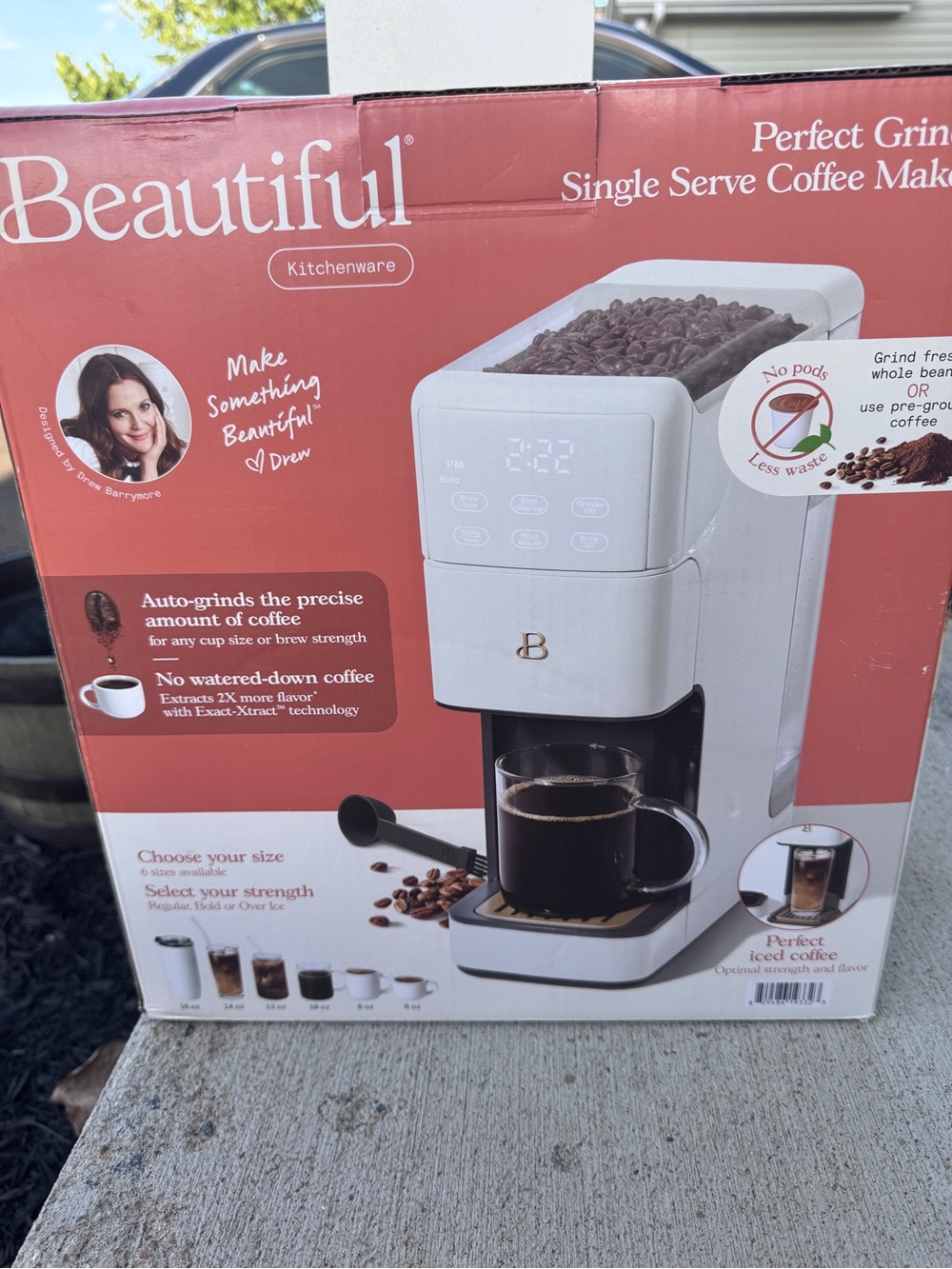 Beautiful by Drew Barrymore Single serve White coffee maker. Brand New